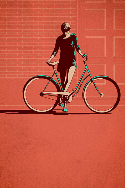 Велосипед с фиксированной передачей на иллюстрации Адамса Карвалью