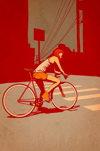 Велосипед fixed gear на иллюстрации Адамса Карвалью