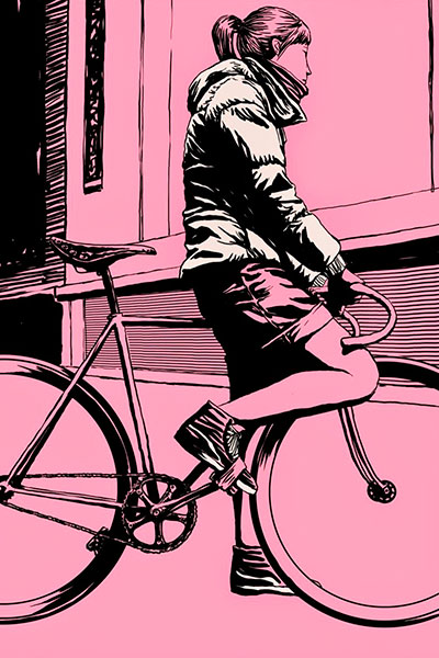Велосипедист на иллюстрации Адамса Карвалью